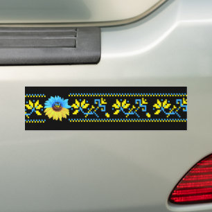 Adesivo Para Carro Girassol aquarela Ucrânia bandeira azul amarelo