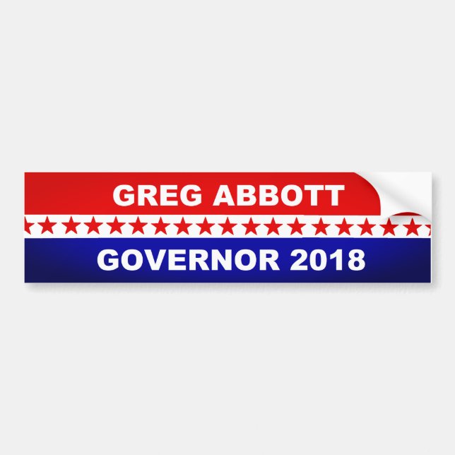 Adesivo Para Carro Governador 2018 de Greg Abbott Texas (Frente)