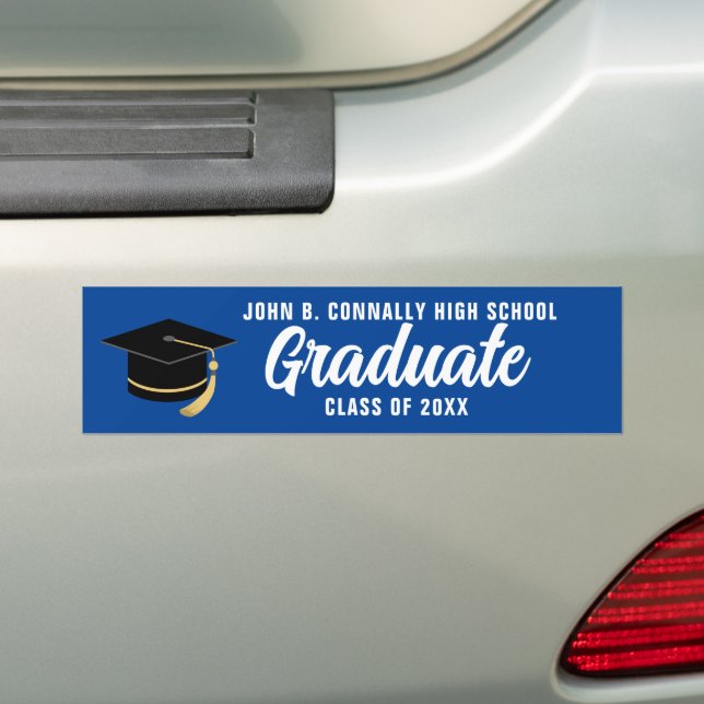 Adesivo Para Carro Graduação Personalizada do Formando Branco Azul (No carro)