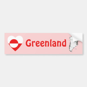 Adesivo Para Carro Greenland Flag Heart + Map Bumper Sticker
