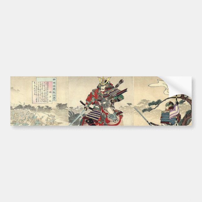Adesivo Para Carro guerreiro-cavaleiro-ukiyo-e-horseback japonês samu (Frente)