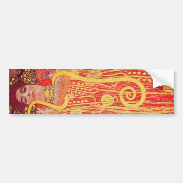 Adesivo Para Carro Gustav Klimt Red Woman Dourada pintura Cobra (Frente)