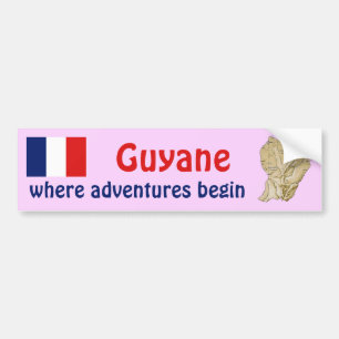 Adesivo Para Carro Guyane Flag e Map Bumper Sticker