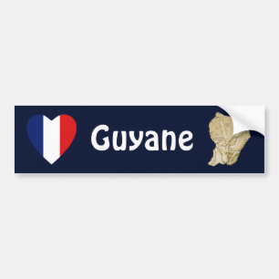 Adesivo Para Carro Guyane Flag Heart + Bumper Sticker