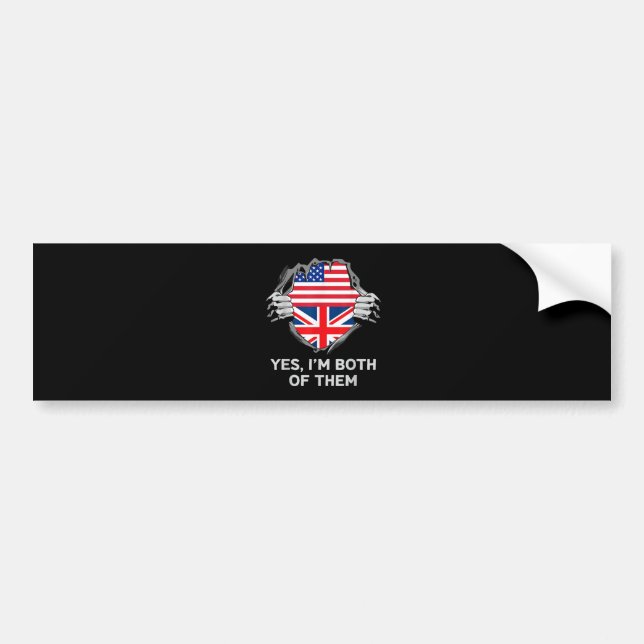 Adesivo Para Carro Half American Half British USA England Flag Mens W (Frente)