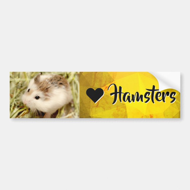 Adesivo Para Carro Hammyville - Eu Amo Hamster (Frente)