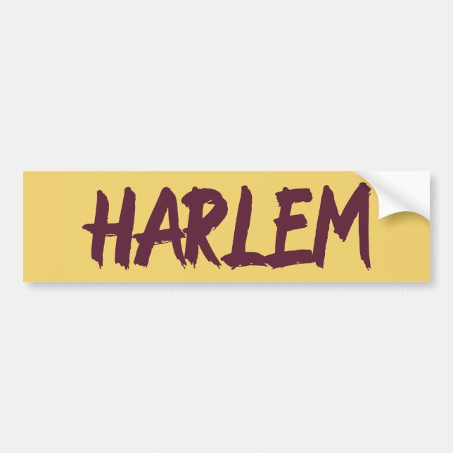 Adesivo Para Carro Harlem Text Base Design on Yellow Background   Bum (Frente)