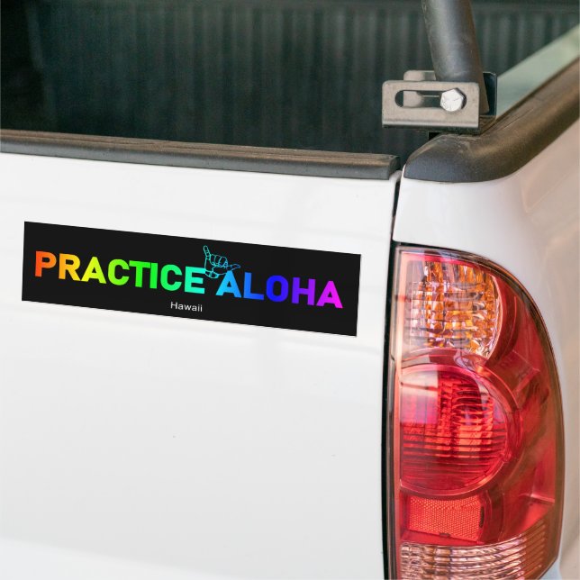Adesivo Para Carro Hawaii Practice Aloha Rainbow Shaka (Hang solto) (No caminhão)
