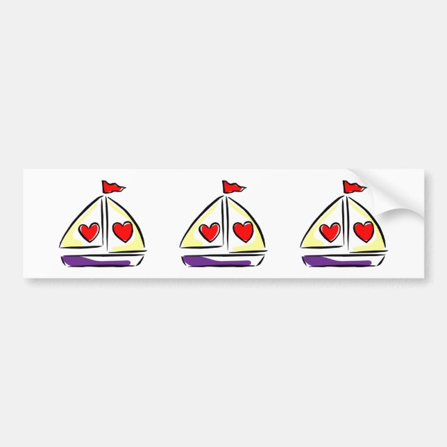 Adesivo Para Carro Heart Sailboat Red Hearts Love Sailboat (Frente)