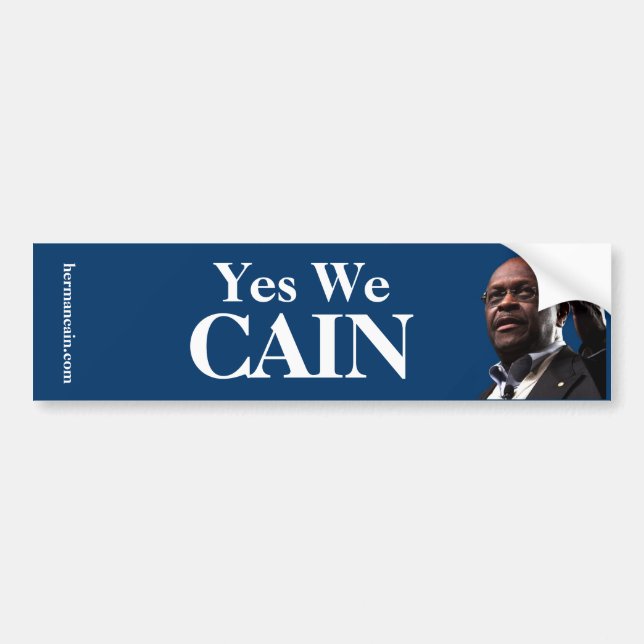 Adesivo Para Carro Herman Cain: Sim nós CAIN - fundo azul (Frente)