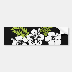 Adesivo Para Carro Hibiscus e folhas brancos