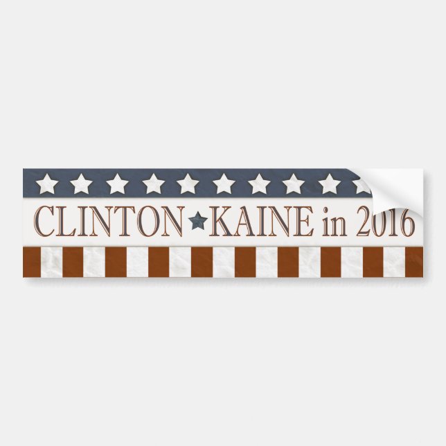 Adesivo Para Carro Hillary Clinton Tim Kaine 2016 Stars Stripes (Frente)