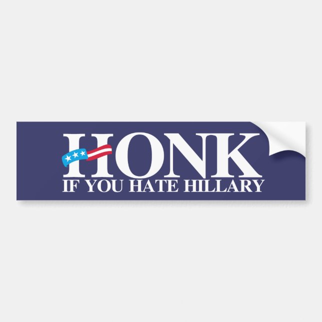 Adesivo Para Carro Honk se você deia Hillary - Anti-Hillary - branco (Frente)