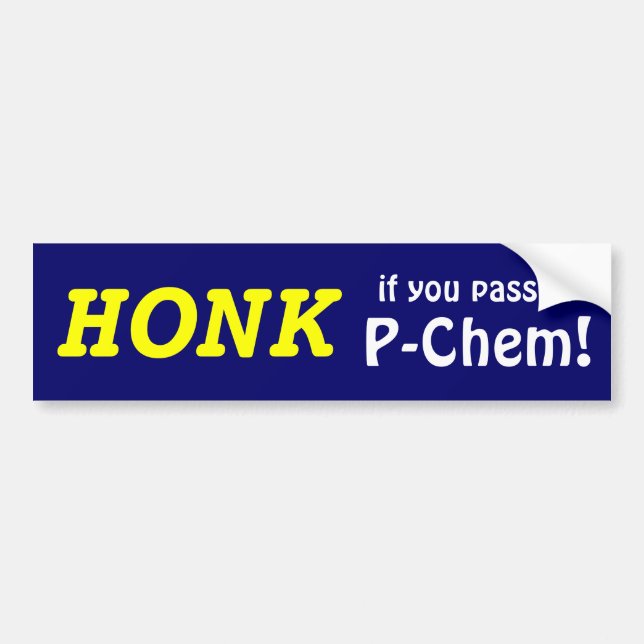 Adesivo Para Carro HONK se você passou P-Chem! (amarelo/azul) (Frente)