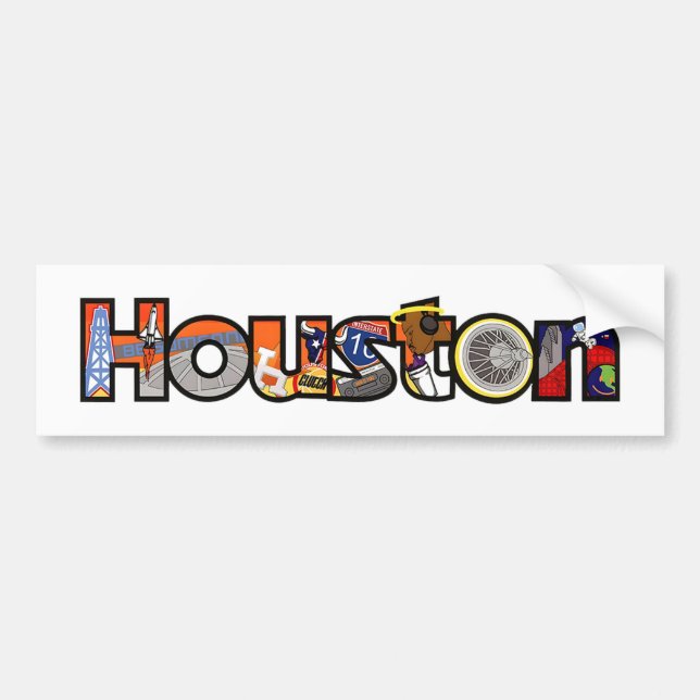 Adesivo Para Carro Houston Texas Bumper Sticker (Frente)