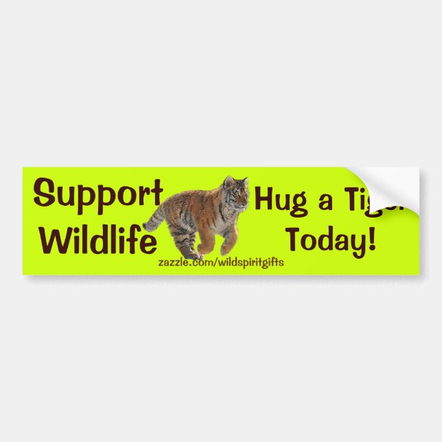 Adesivo Para Carro HUG A TIGER Willife Suporta Engraçado Bumper Stick (Frente)