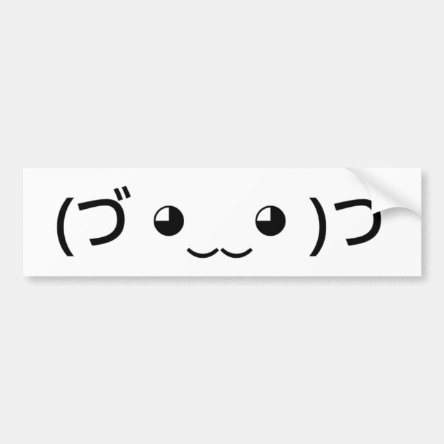 Adesivo Para Carro Hugging Emoticon (づ ◕ ‿ ◕ ‿ )づ japonês Kaomoji (Frente)