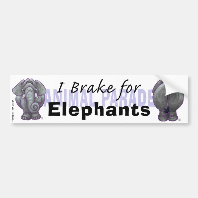 Adesivo Para Carro I Brake for Elephants (Frente)