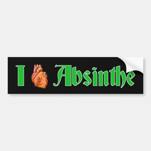 Adesivo Para Carro I Heart Absinthe Bumper Sticker (Frente)