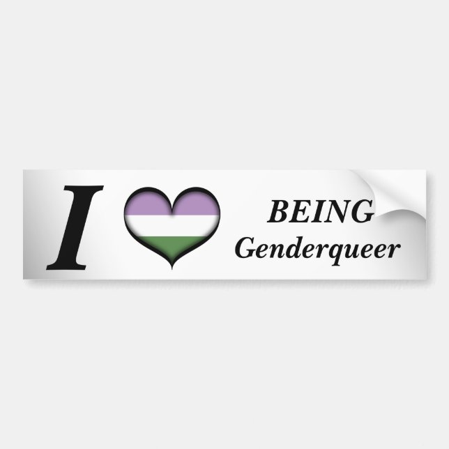 Adesivo Para Carro I Heart Being Genderqueer Design Pride Flag (Frente)