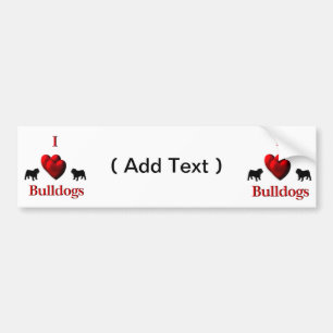Adesivo Para Carro I Heart Bulldog
