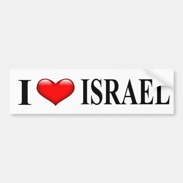 Adesivo Para Carro I Heart Israel Bumper Sticker (Frente)