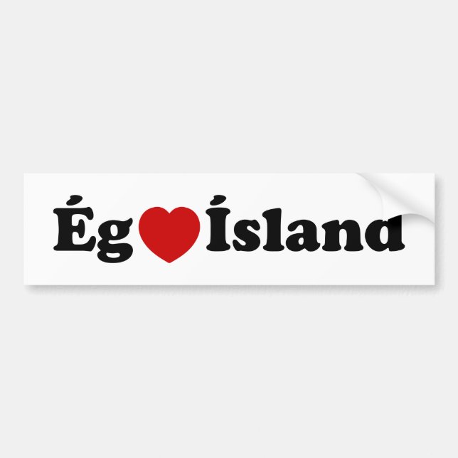 Adesivo Para Carro I Heart (Love) Islândia [Ég Elska Ísland] Islandês (Frente)