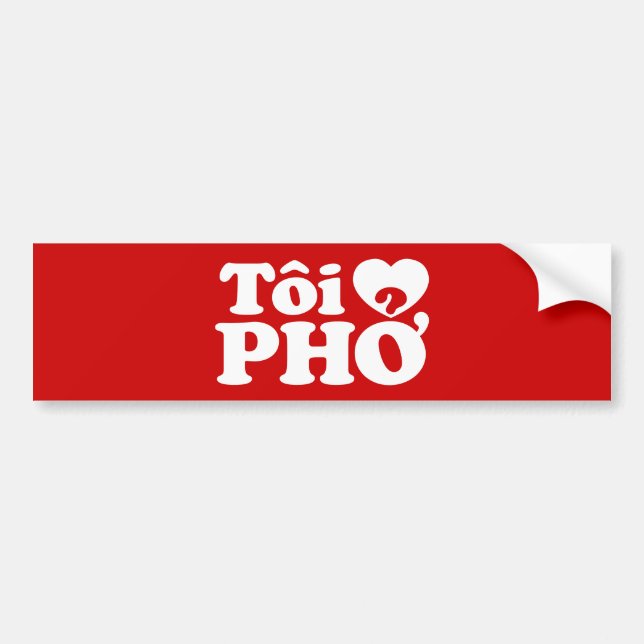 Adesivo Para Carro I Heart (Love) Pho (Tôi ❤ PHỞ) Vietnamese Language (Frente)