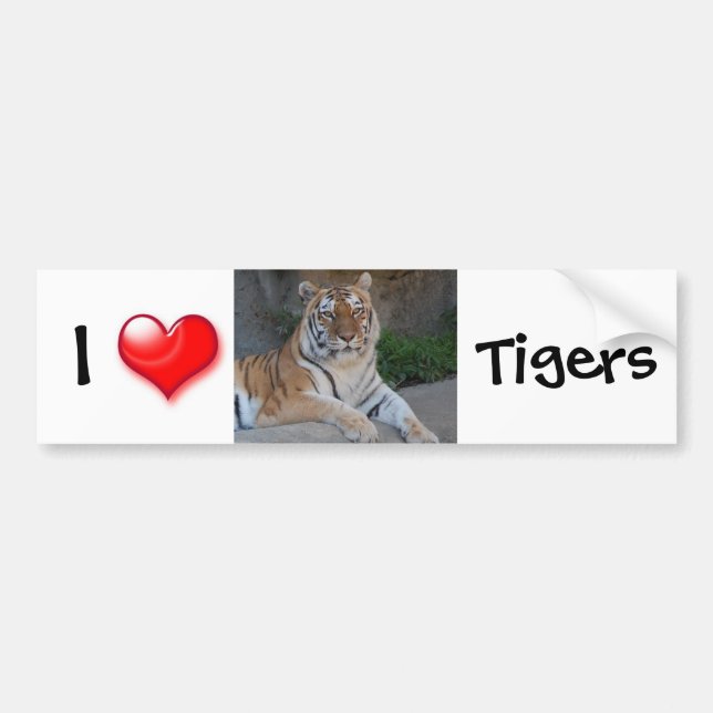 Adesivo Para Carro I Heart Tigers (Frente)