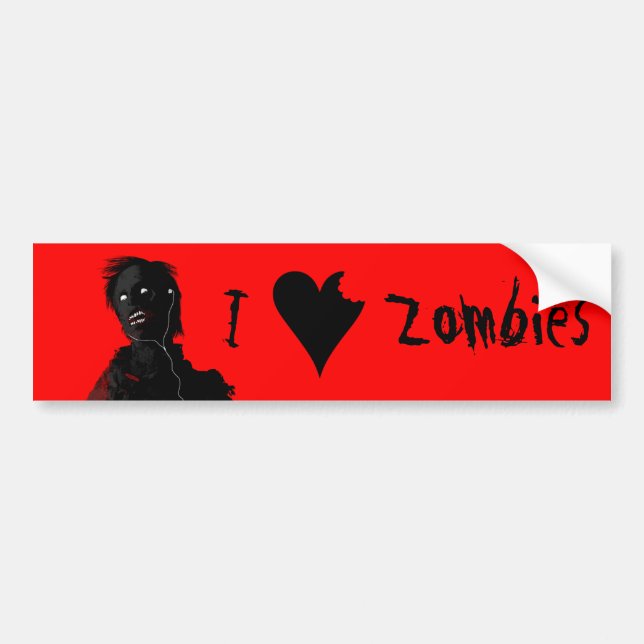 Adesivo Para Carro I Heart Zombies (Frente)