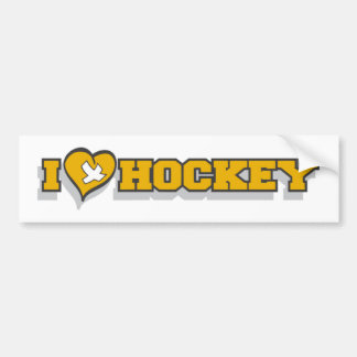 Adesivo Para Carro I Love Hockey Bumper Sticker (ouro)