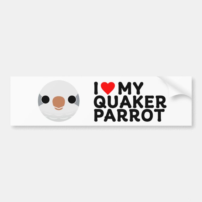 Adesivo Para Carro I LOVE MY QUAKER PARROT – grey (Frente)