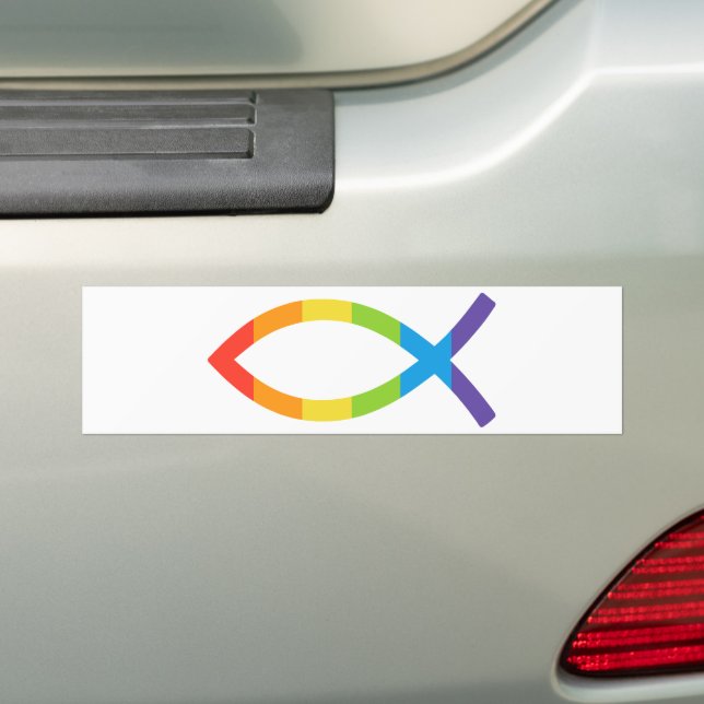 Adesivo Para Carro Ichthys Jesus Fish LGBTQ Gay Christian (No carro)