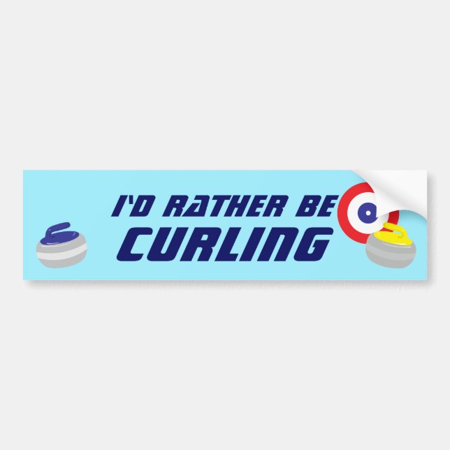 Adesivo Para Carro Id Rather Be Curling Fun Ice Sport (Frente)