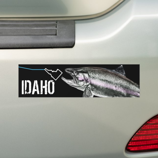 ADESIVO PARA CARRO IDAHO STEELHEAD - AQUI PESCA PESCADA - IDAHO BRILH (No carro)