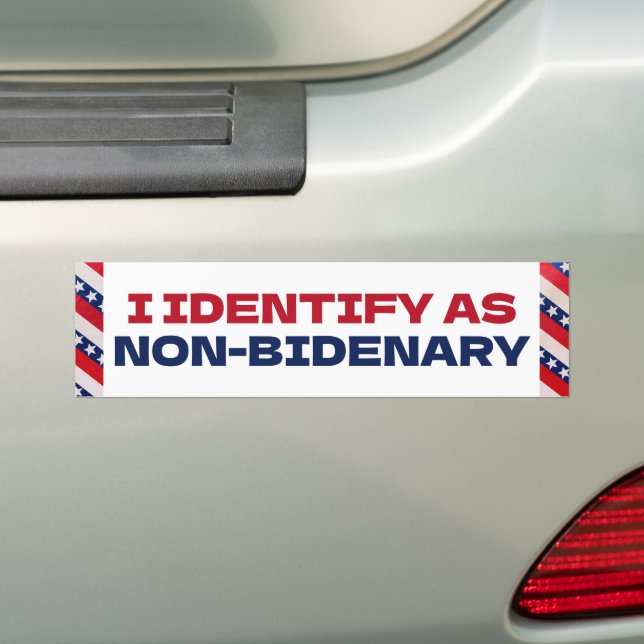 ADESIVO PARA CARRO IDENTIFICO COMO NÃO BIDENÁRIO, ANTI BIDEN (No carro)