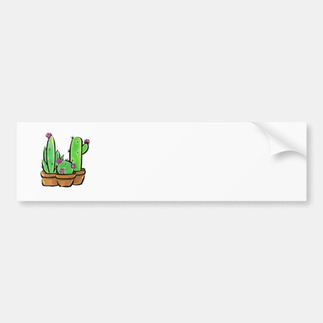 Adesivo Para Carro Ilustração Cactus Trio (Frente)