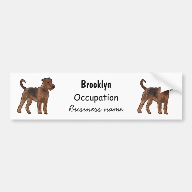 Adesivo Para Carro Ilustração de desenho animado de cão Airedale terr (Frente)