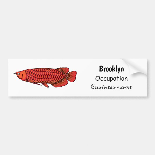 Adesivo Para Carro Ilustração de desenho animado de peixes da Arowana (Frente)