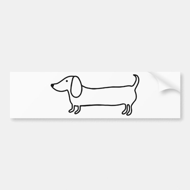 Adesivo Para Carro Ilustração preta transparente do dachshund (Frente)