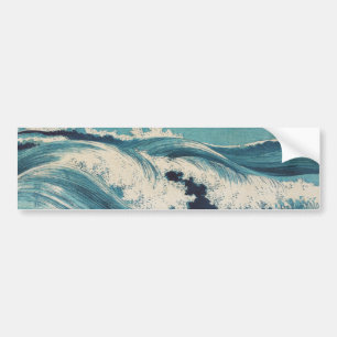 Adesivo Para Carro Impressão de Oceano de Ondas Azuis Antigas Japones