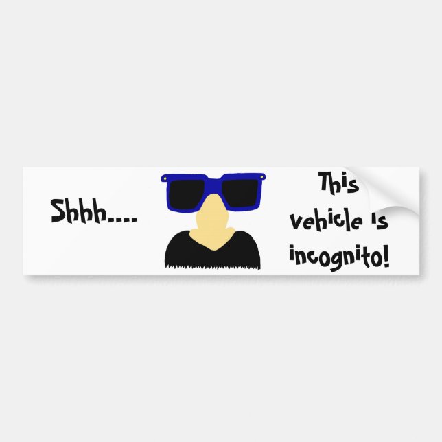 Adesivo Para Carro Incognito bigode e óculos (Frente)