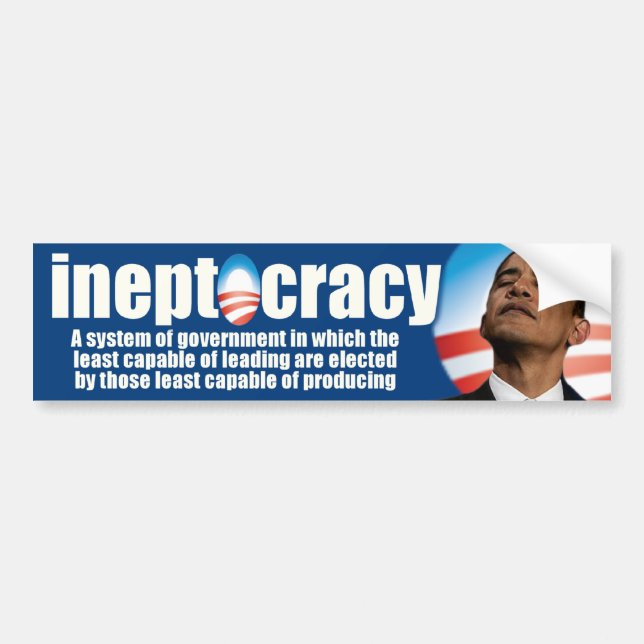 Adesivo Para Carro ineptocracy - anti Obama (Frente)