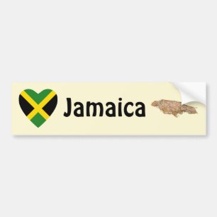 Adesivo Para Carro Jamaica Flag Heart + Map Bumper Sticker
