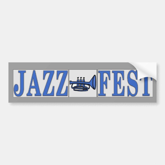 Adesivo Para Carro Jazz Fest Blue Horn & Letters (Frente)