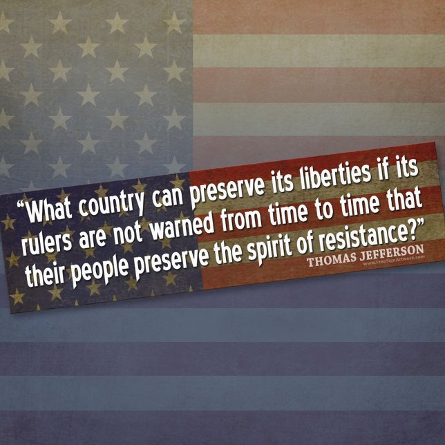 Adesivo Para Carro Jefferson Cote: Espírito da Resistência (Thomas Jefferson Bumper Sticker)