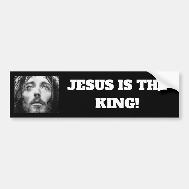 Adesivo Para Carro "Jesus é o rei" Vinyl Bumper Sticker (Frente)