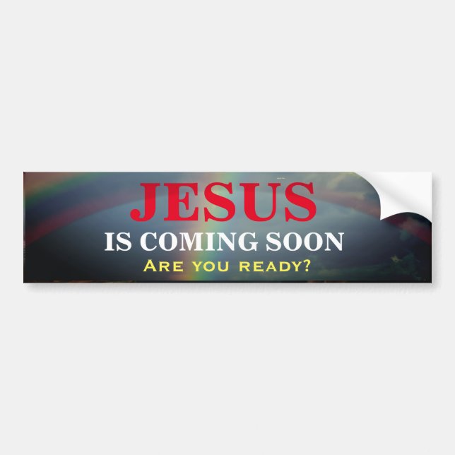 Adesivo Para Carro JESUS ESTÁ CHEGANDO EM BREVE Bumper Sticker (Frente)