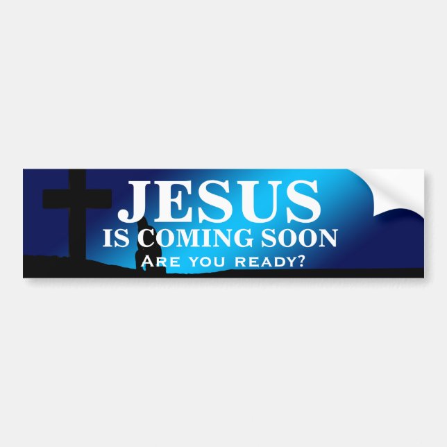 Adesivo Para Carro JESUS ESTÁ CHEGANDO EM BREVE Bumper Sticker (Frente)