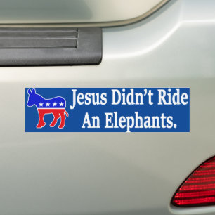 Adesivo Para Carro Jesus não dirigiu um elefante democrata burro